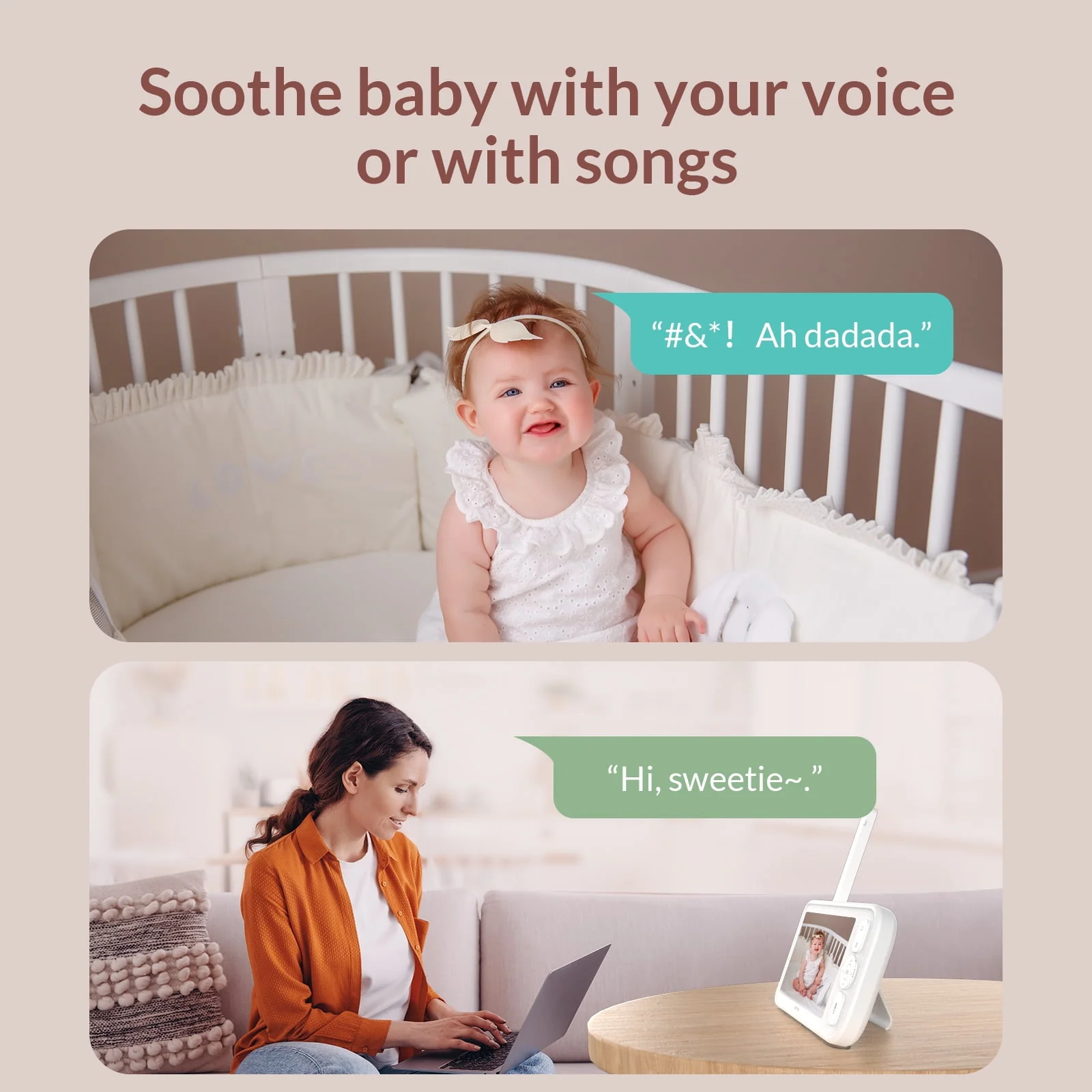 Baby Monitor with Camera and Audio,  Peekababy 1080P HD 5" Video Monitors Security Cameras - Image 6