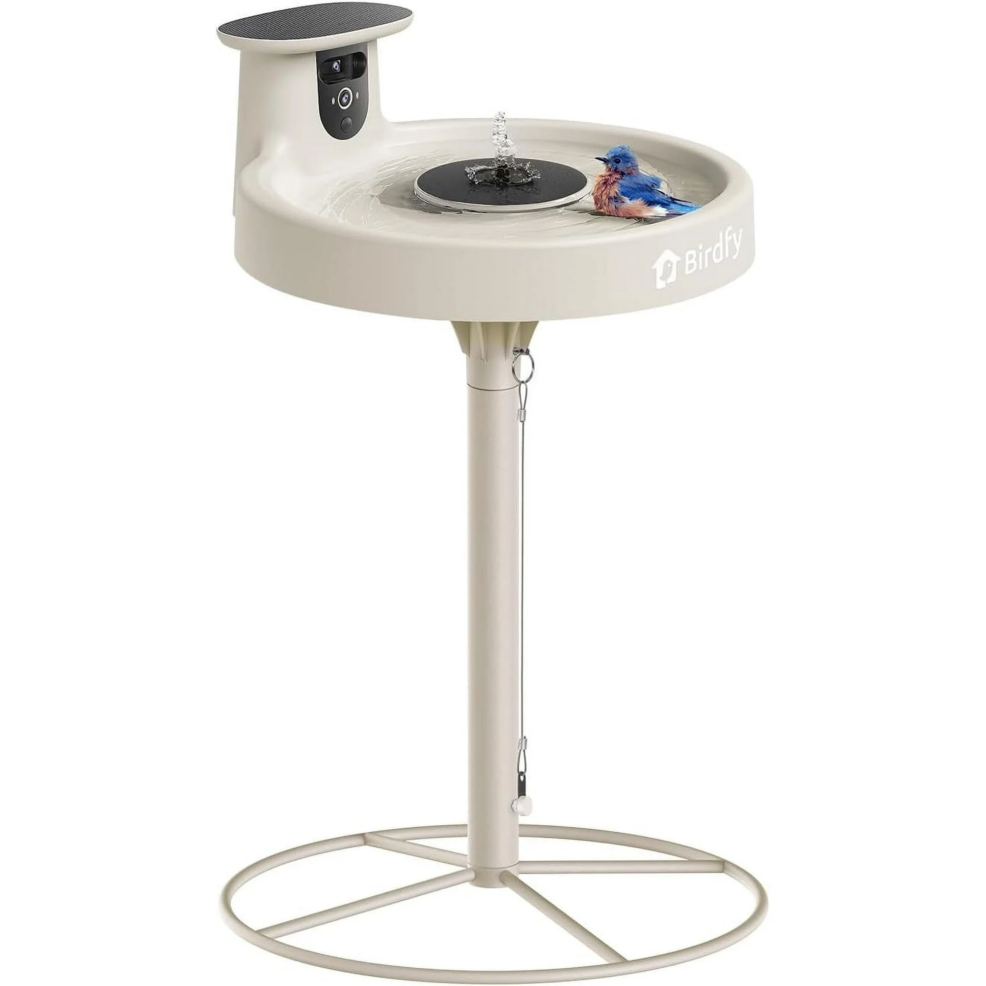 Birdfy Bird Bath and Solar Powered Round Pond Fountain with Smart Camera, 1080P HD Camera Auto Capture Bird Bath Videos, AI