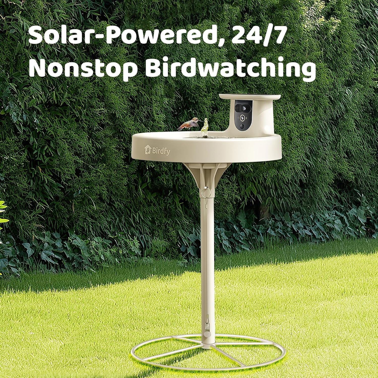 Birdfy Bird Bath and Solar Powered Round Pond Fountain with Smart Camera, 1080P HD Camera Auto Capture Bird Bath Videos, AI - Image 3