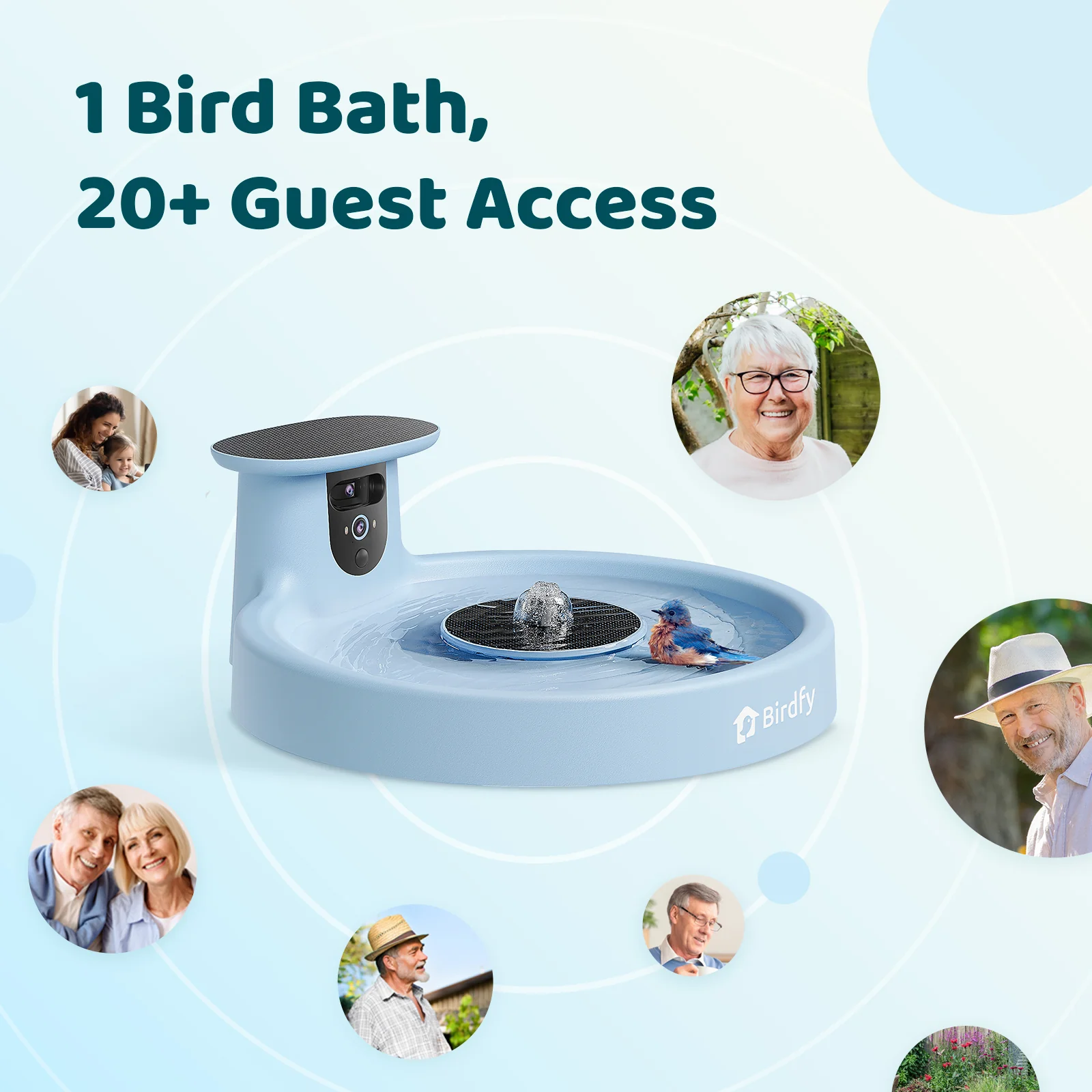 Bird bath with blue camera,AI+solar - Image 7