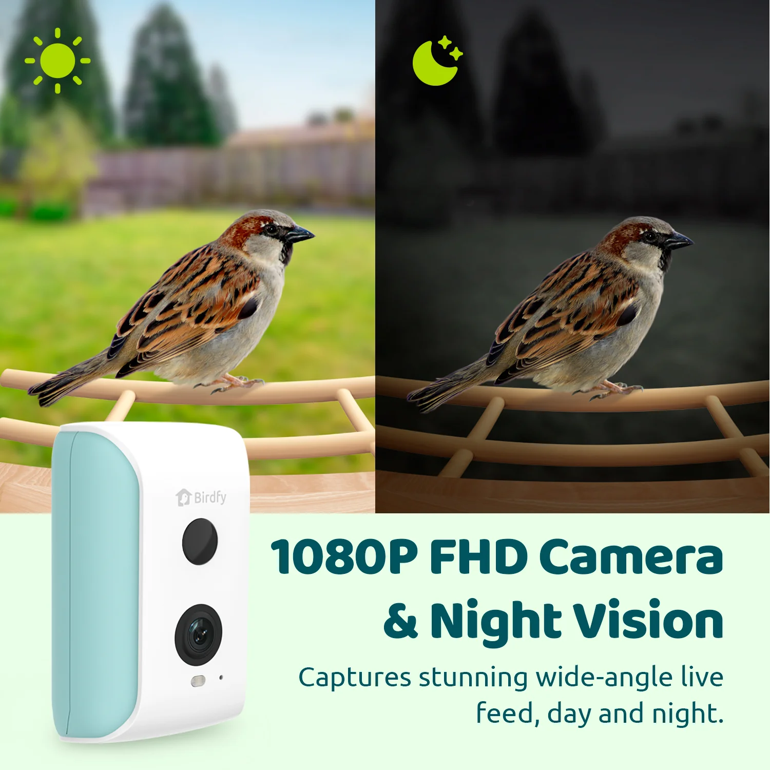 Birdfy Smart Bird Feeder with Camera, AI Identify 6000+ Species, Solar Powered,Eco-friendly Wooden, Ideal Gift, Cyan - Image 5