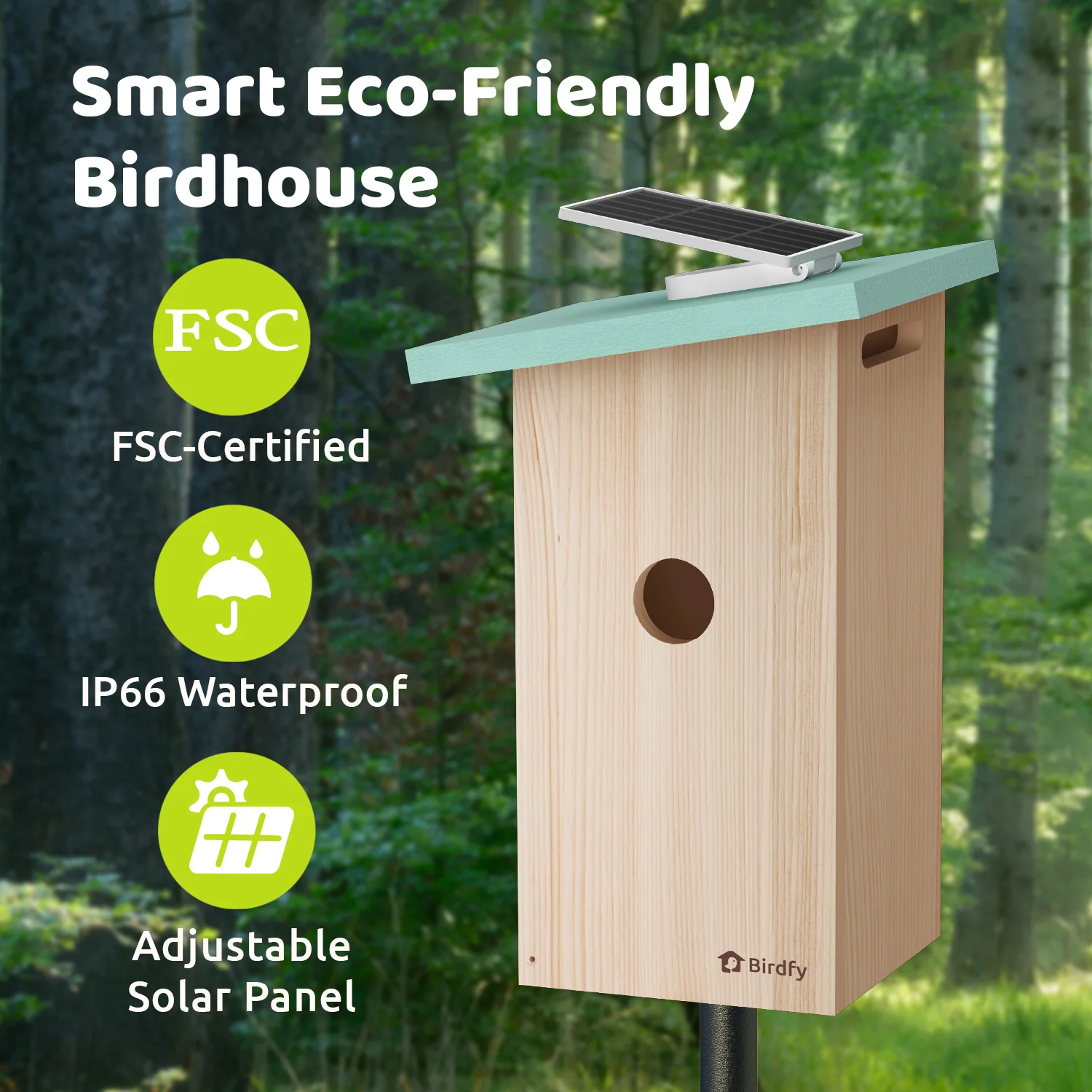 Birdfy Smart Bird Houses With 1080P HD Bird Feeder Camera, Perfect Viewing Bird Nesting and Hatching, Solar Powered, Cyan - Image 2