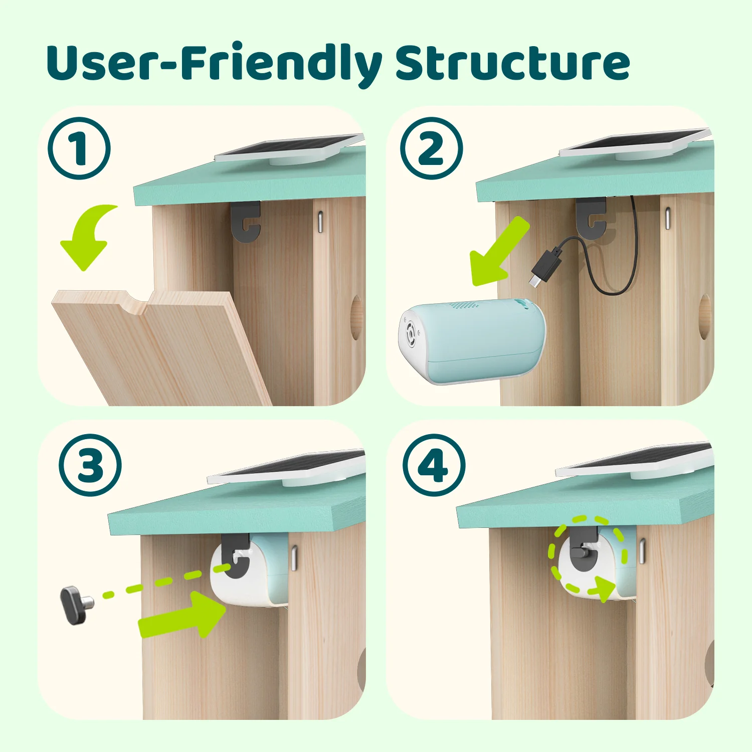 Birdfy Smart Bird Houses With 1080P HD Bird Feeder Camera, Perfect Viewing Bird Nesting and Hatching, Solar Powered, Cyan - Image 3